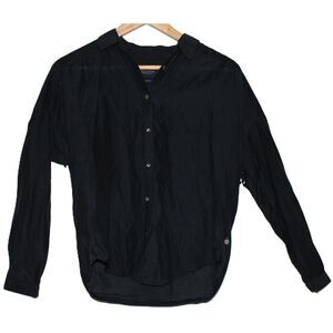 NWOT Maison Scotch Navy Blue Polyester Cotton Button Up Long Sleeve Shirt Size S